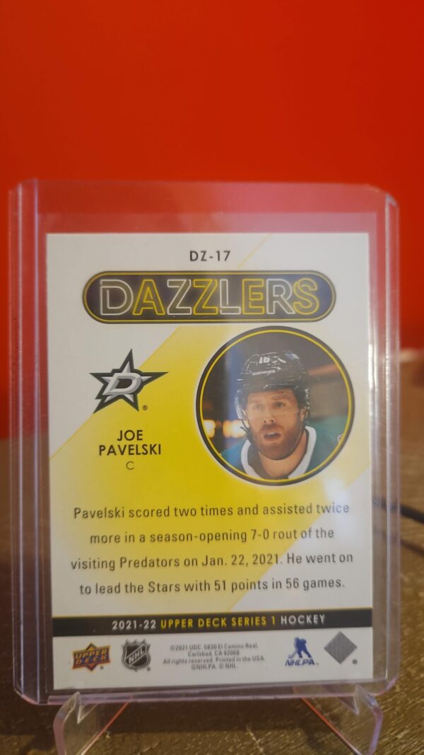2021-22 UD Series 1 Dazzlers Pink #DZ-17 Joe Pavelski - Dallas Stars - Image 2