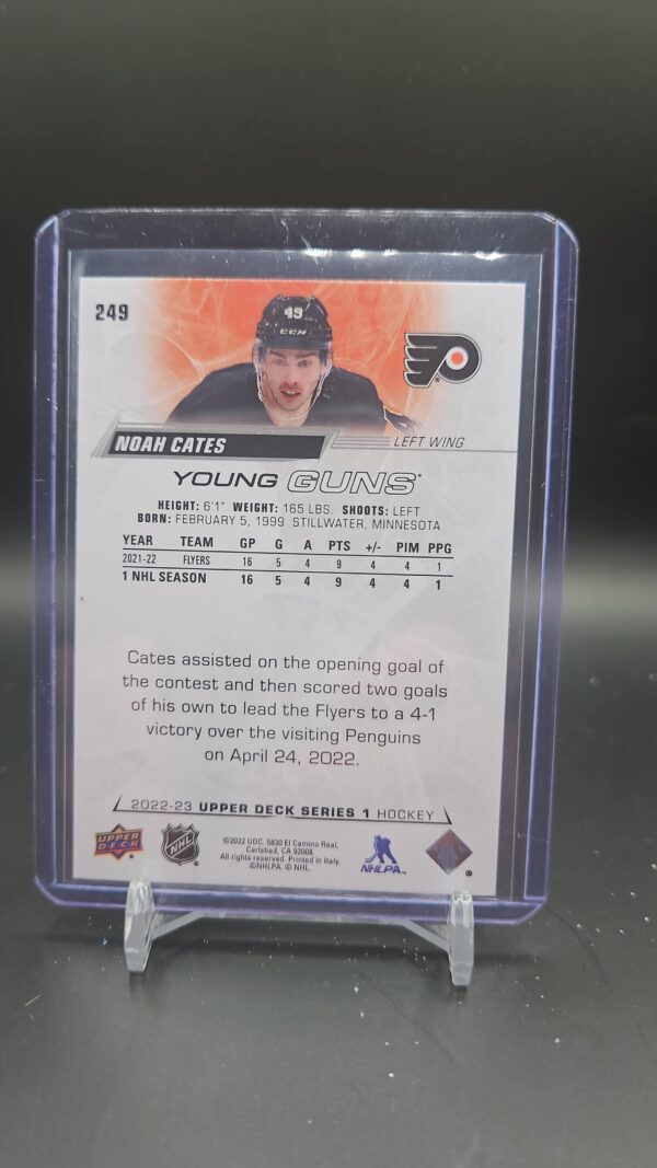 2022-23 Upper Deck Young Guns #249 Noah Cates Rookie Philadelphia Flyers - Image 2