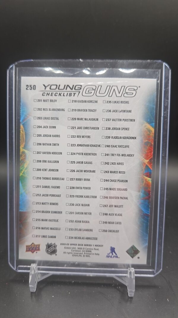2022-23 Upper Deck Young Guns Checklist Matt Boldy / Marco Rossi #250 - Image 2