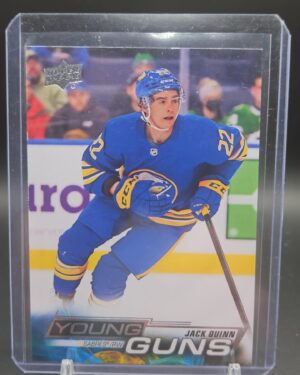 2022-23 Upper Deck Series 1 Jack Quinn Young Guns rookie card #204, Mint condition, Buffalo Sabres, top collectible NHL rookie card.