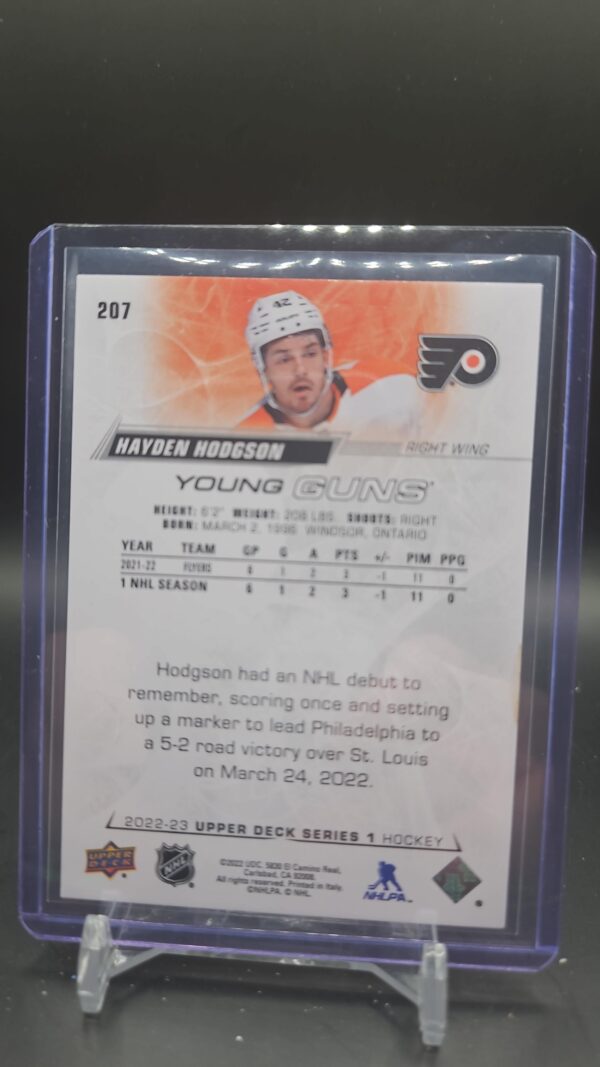 2022-23 Upper Deck Series 1 Hayden Hodgson Young Guns #207 Rookie - Image 2