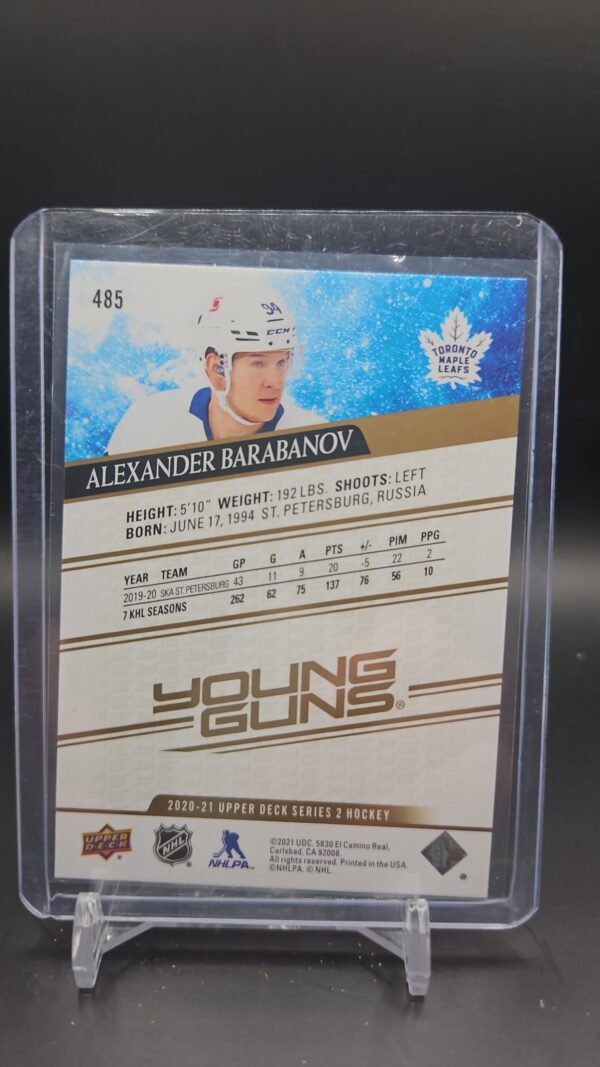 Alexander Barabanov 2020-21 Upper Deck Young Guns Rainbow Foil Rookie Card #485 - Image 2
