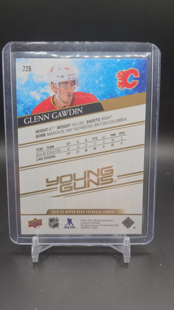 Glenn Gawdin 2020-21 Upper Deck Young Guns YG Speckled Rainbow RC Rookie #726 - Image 2