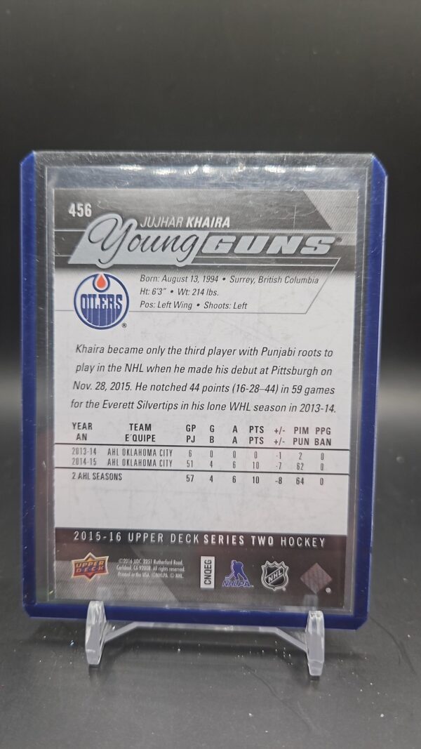 2015-16 Upper Deck Series Two Young Guns Jujhar Khaira #456 - Image 2