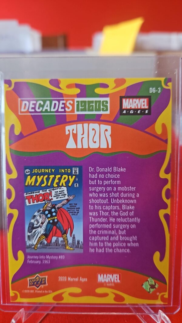 2020 Upper Deck Marvel Ages Decades 1960's Thor #D6-3 - Image 2
