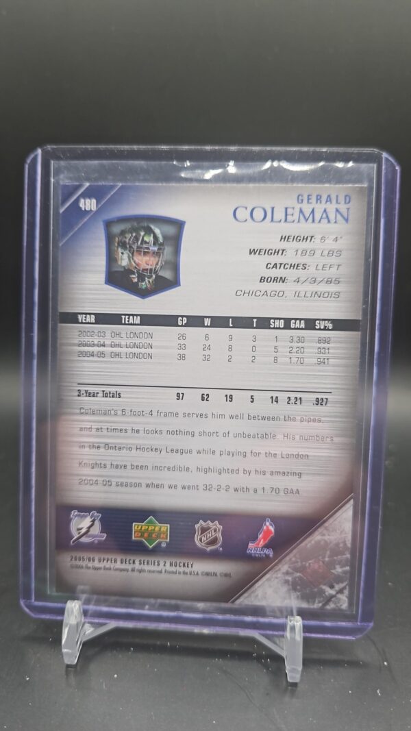 2005/06 UD SERIES 2 GERALD COLEMAN YOUNG GUNS ROOKIE #480 - Image 2
