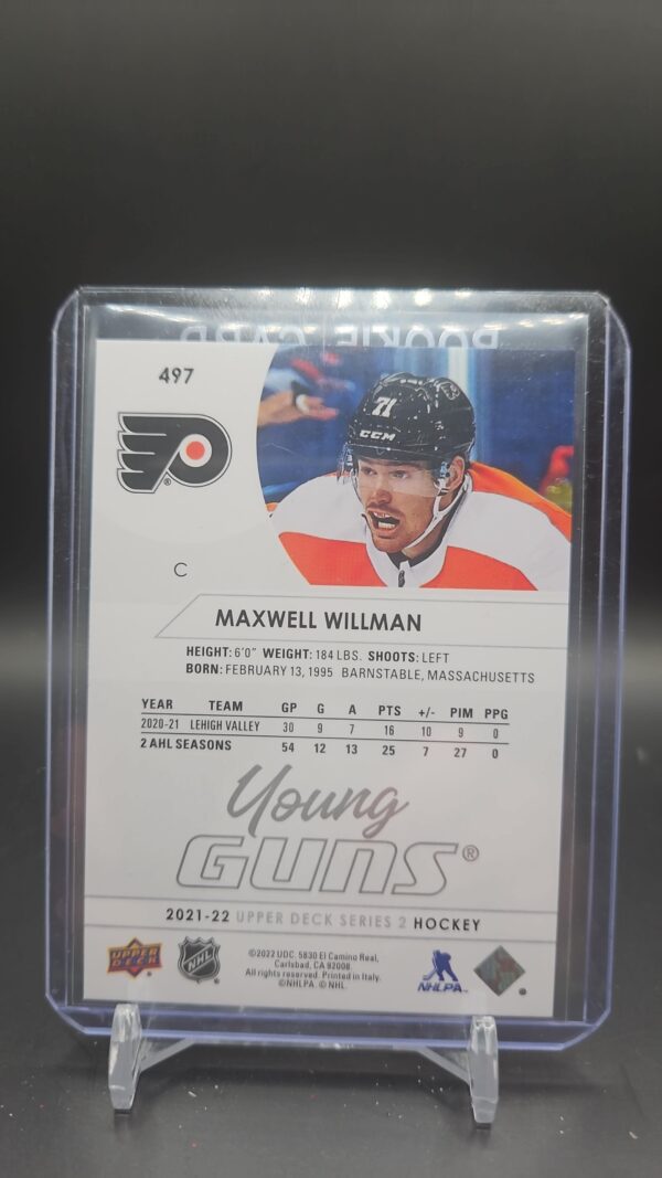 Maxwell Willman 2021-22 UD Series 2 Young Guns #497 Philadelphia Flyers - Image 2