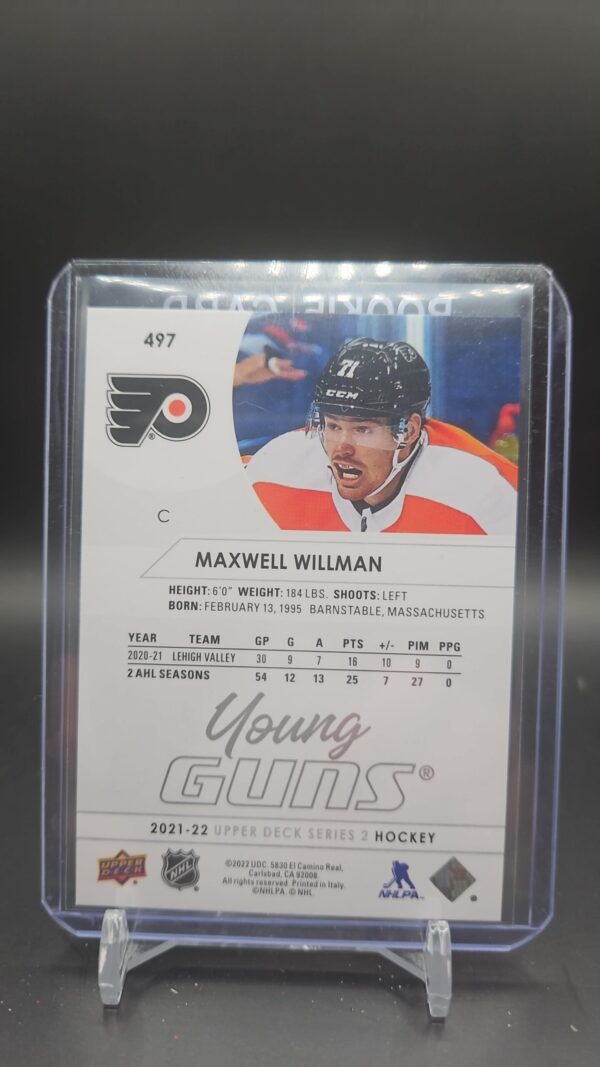Maxwell Willman 2021-22 UD Series 2 Young Guns #497 Philadelphia Flyers - Image 2