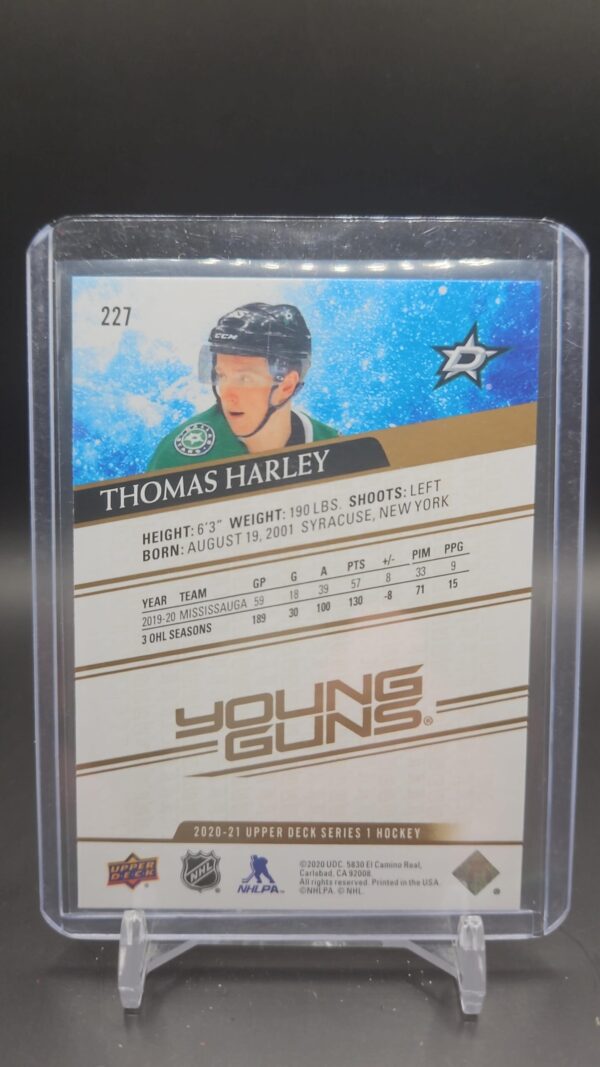 2020 21 Upper Deck Thomas Harley Rainbow Speckled Foil Young Guns #227 - Image 2