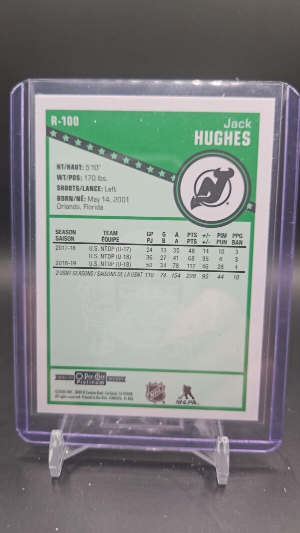 Jack Hughes 2019-20 UD OPC O PEE CHEE Platinum Retro Rookie#R100 - Image 2