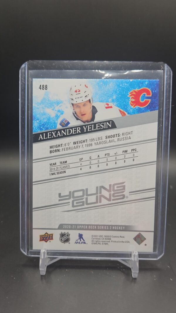 2020-21 Upper Deck Young Guns #488 Alexander Yelesin Calgary Flames Rookie - Image 2