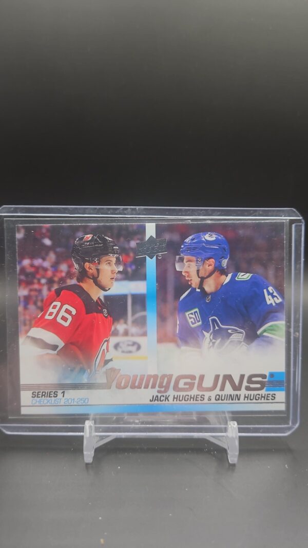 2019-20 Upper Deck Series 1 Young Guns Checklist Jack Hughes Quinn Hughes # 250