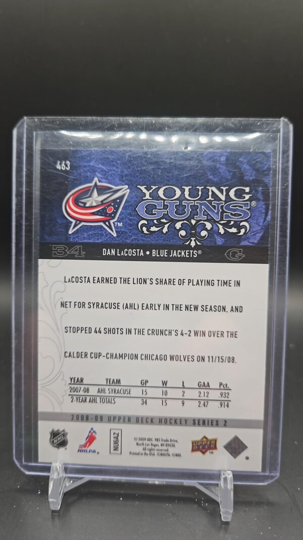 2008-09 UD Upper Deck Series 2 Dan LaCosta Young Guns Rookie #463 - Image 2