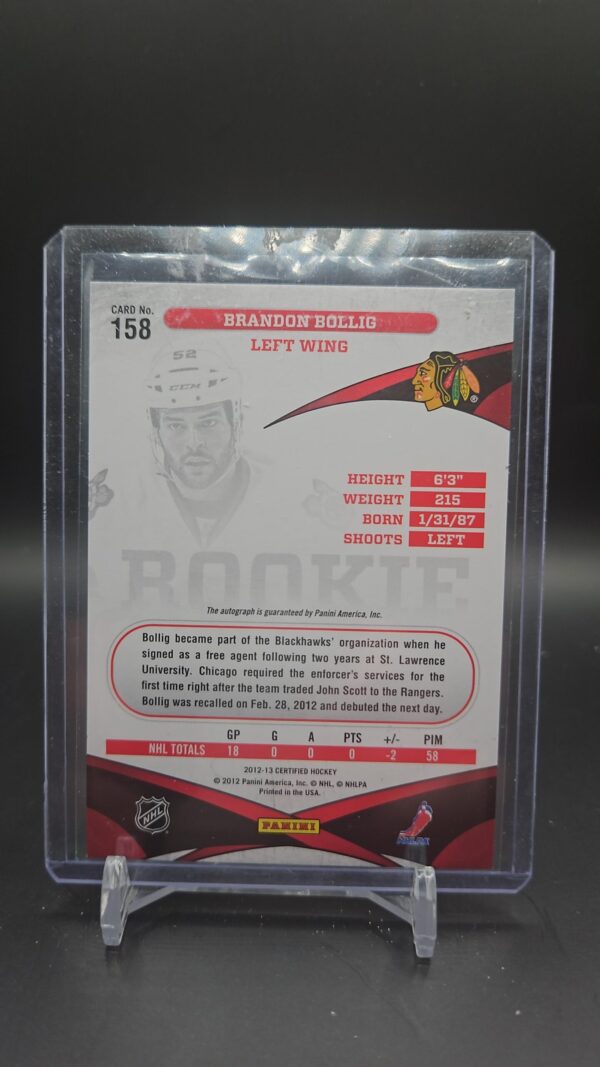 2012-13 Certified Freshman Signatures /999 Brandon Bollig #158 Rookie Auto - Image 2