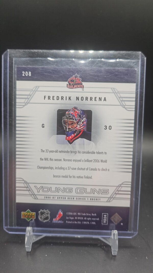 2006/07 UD SERIES 1 FREDRIK NORRENA YOUNG GUNS #208 - Image 2
