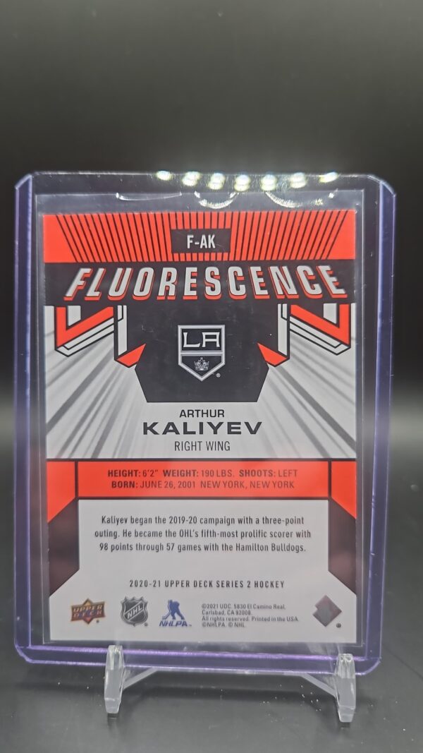 2020-21 Upper Deck Arthur Kaliyev Red Fluorescence Rookie #F-AK L.A. Kings - Image 2