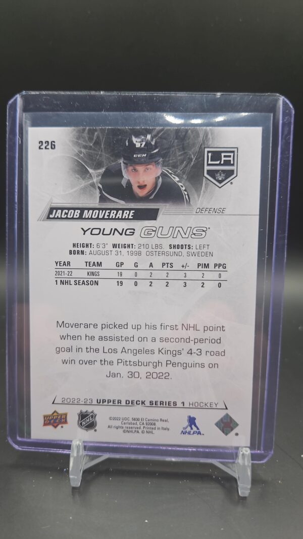 2022-23 Upper Deck Young Guns #226 Jacob Moverare Los Angeles Kings - Image 2