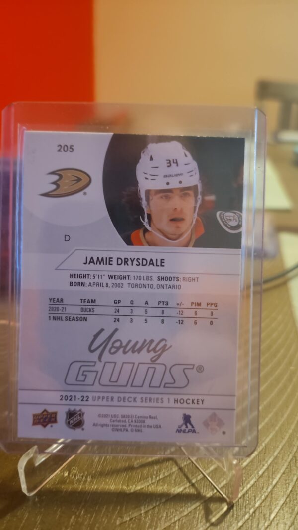 2021-22 Upper Deck Series 1 Young Guns Jamie Drysdale #205 Rookie RC - Image 2