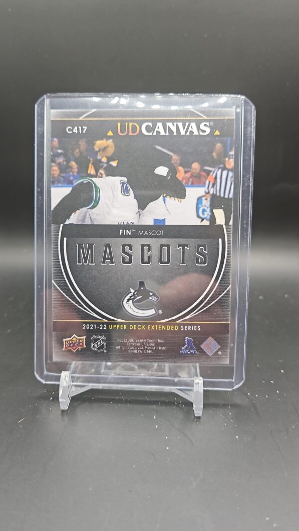 2021-22 UD Canvas Mascots - Fin The Whale C84 Vancouver Canucks Black Parallel - Image 2