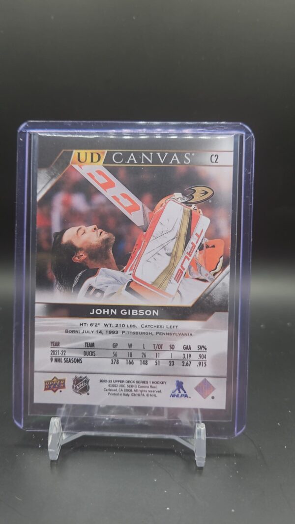 2022-23 Upper Deck Canvas Black & White C2 John Gibson Anaheim Ducks - Image 2