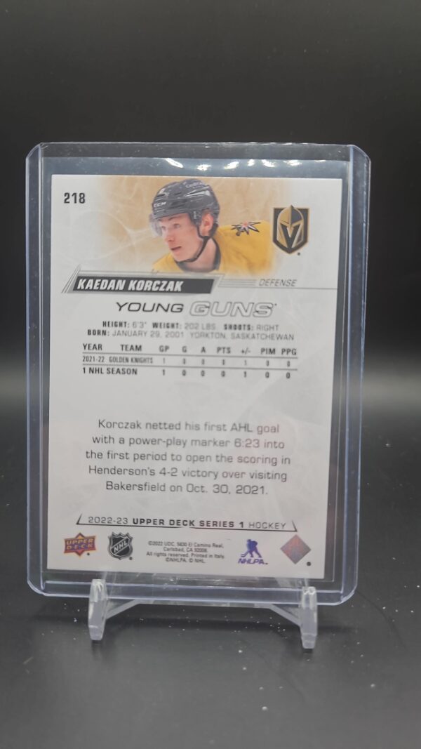 2022-23 Upper Deck Kaedan Korczak Young Guns #218 UD Series 1 - Image 2