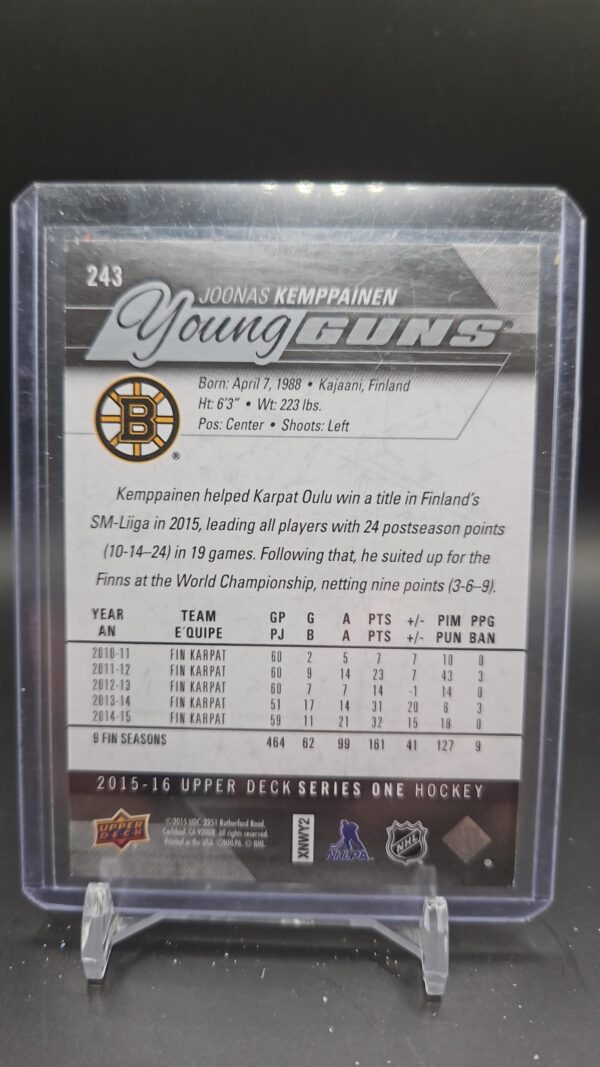 2015-16 Upper Deck Young Guns Rookie #243 Joonas Kemppainen - Image 2
