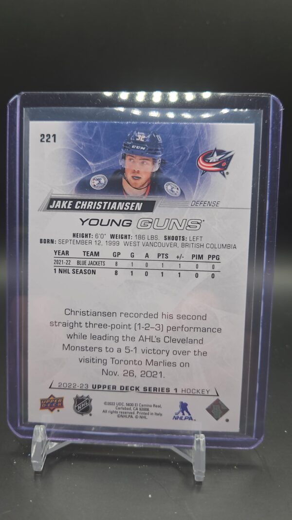 Jake Christiansen 2022-23 Upper Deck Series 1 Young Guns Rookie - Image 2