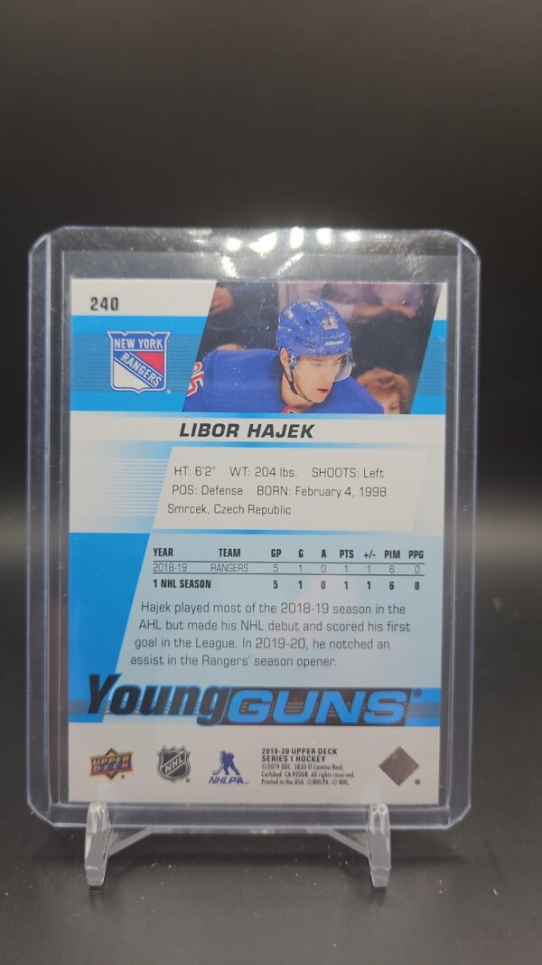 2019-2020 Libor Hajek Young Guns Upper Deck Series 1 New York Rangers #240 - Image 2