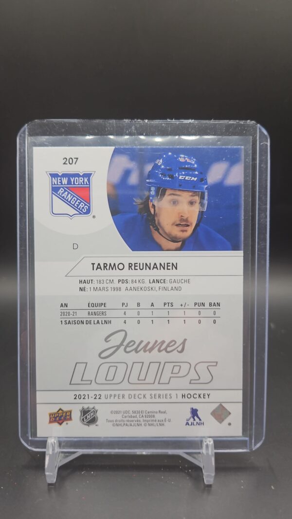 2021-22 Upper Deck Series 1 Young Guns French Tarmo Reunanen #207 Rookie RC - Image 2