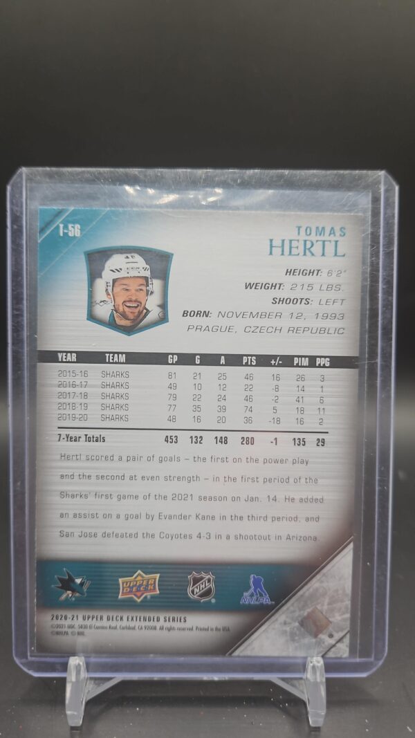 2020-21 Upper Deck 05-06 Tribute #T-56 Tomas Hertl - San Jose Sharks - Image 2
