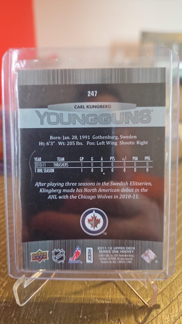 2011-12 Upper Deck Young Guns #247 Carl Klingberg Winnipeg Jets - Image 2