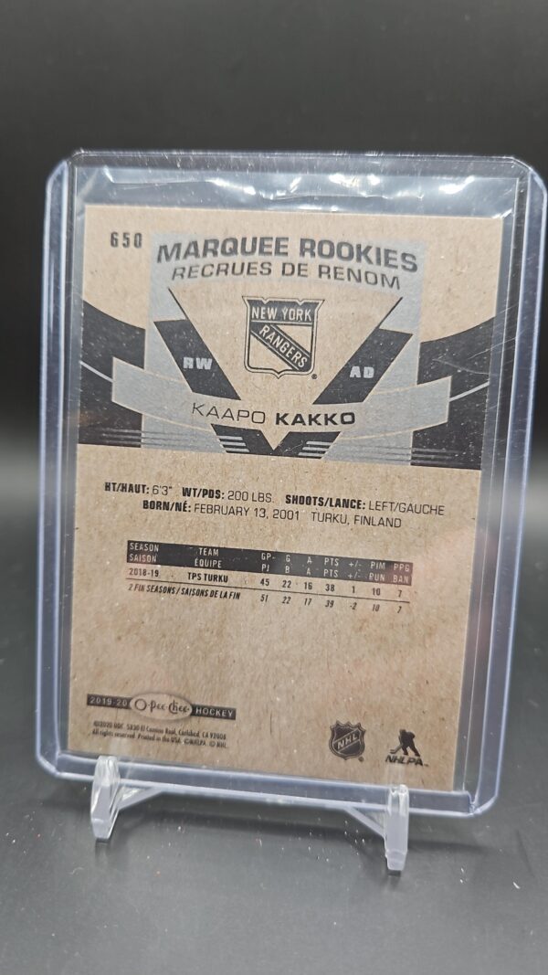 2019-20 O-Pee-Chee Marquee Rookies Kaapo Kakko #650 New York Rangers - Image 2