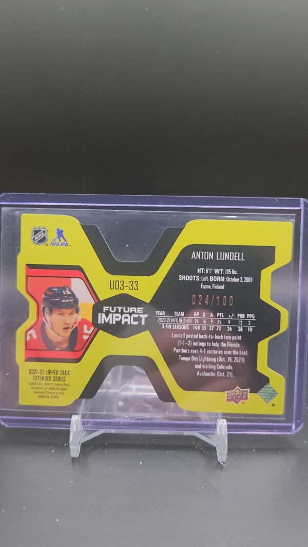 2021-22 UPPER DECK UD3 FUTURE IMPACT ANTON LUNDELL #UD3-33 /100 - Image 2
