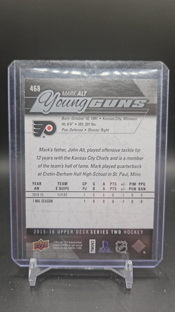 2015-16 Upper Deck Young Guns Rookie #468 Mark Alt Philadelphia - Image 2