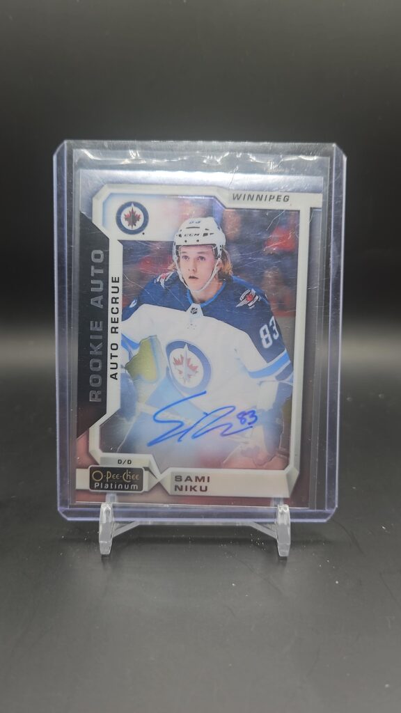 2018-19 O-Pee-Chee Platinum Update Rookie Auto Sami Niku #R-SN, Mint condition, Winnipeg Jets, on-card autograph, top collectible NHL rookie card.