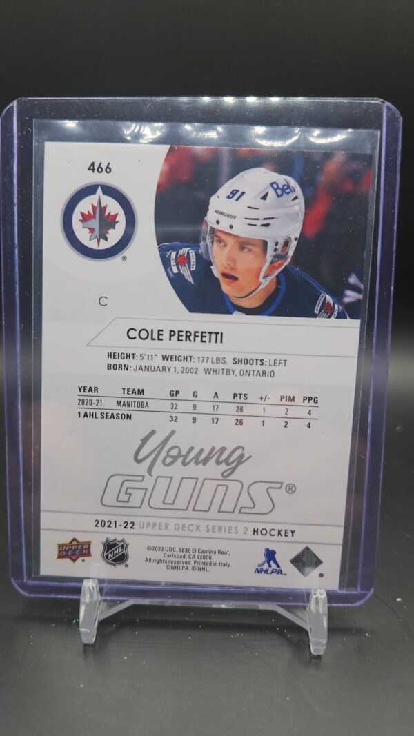 2021-22 Upper Deck Young Guns Cole Perfetti Rookie # 466 - Image 2