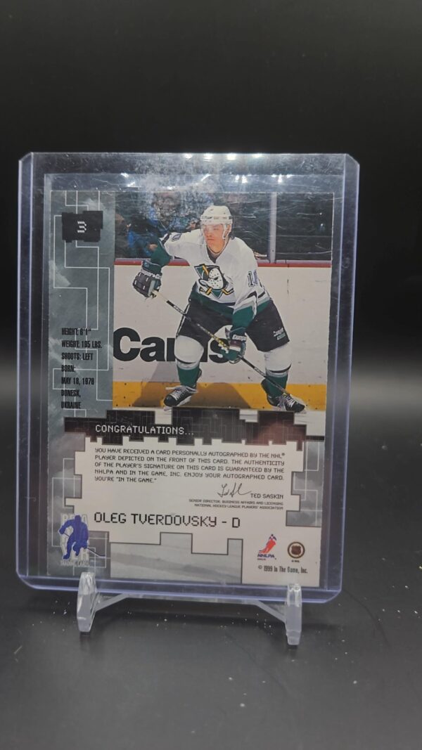 1999-00 ITG Be A Player Millennium Signature Series Oleg Tverdovsky #3 Auto - Image 2