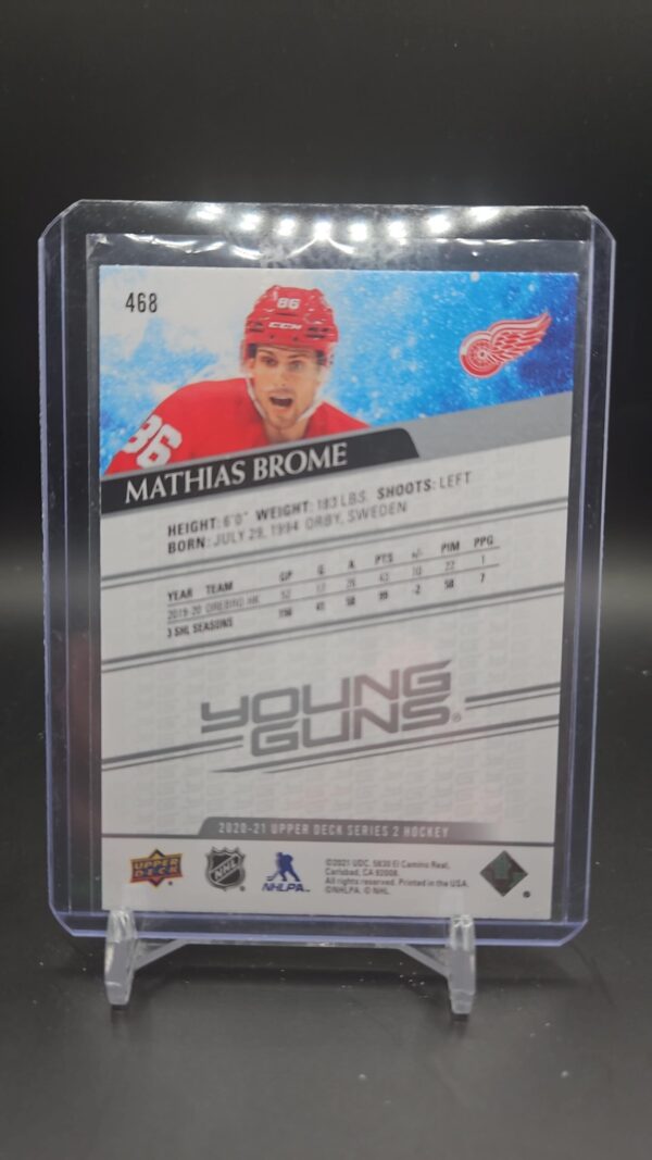 2020-21 Upper Deck Mathias Brome Young Guns Detroit Red Wings - Image 2