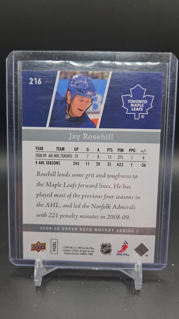 2009-10 Upper Deck Series 1 Young Guns Jay Rosehill #216 - Image 2