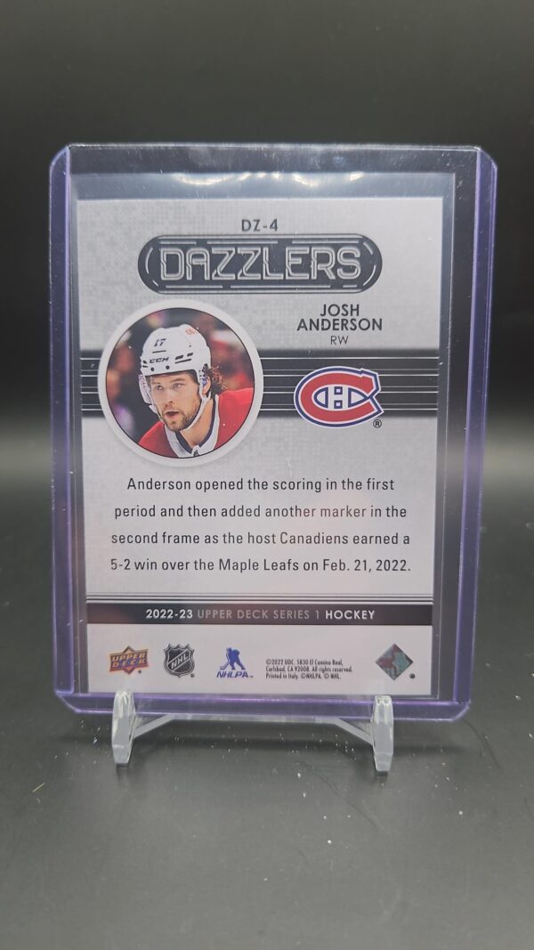 Josh Anderson 2022-23 Upper Deck blue Dazzlers #DZ-4 Montreal Canadiens - Image 2