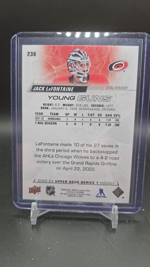 2022-23 UPPER DECK SERIES 1 JACK LAFONTAINE YOUNG GUNS #236 - Image 2