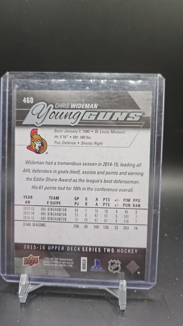2015-16 Upper Deck #460 Chris Wideman Young Guns RC Rookie - Image 2