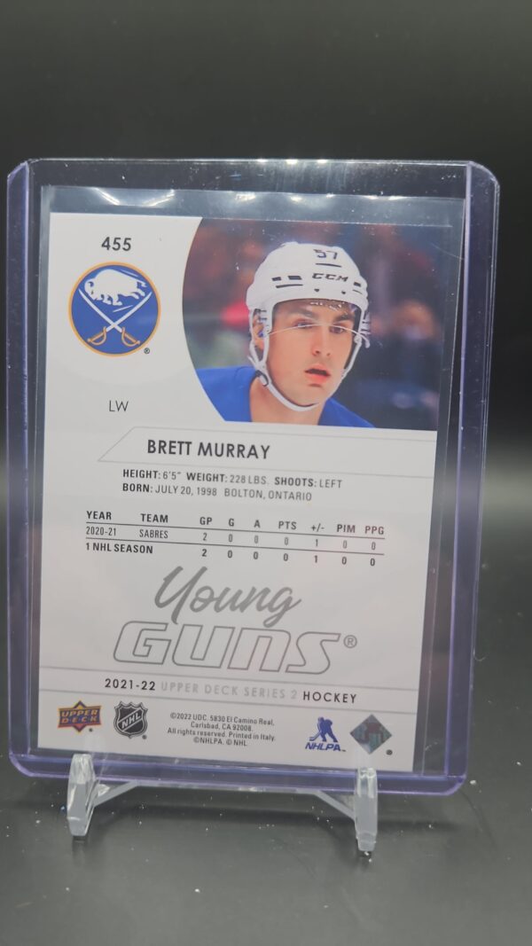 2021-22 Upper Deck Young Guns #455 Brett Murray Buffalo Sabres - Image 2