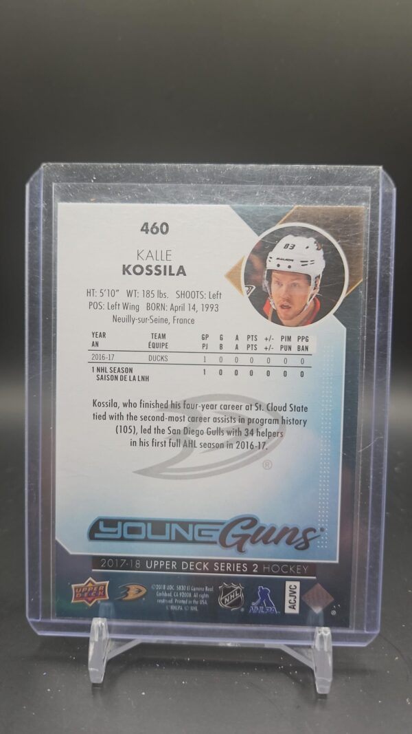 2017-18 Upper Deck Young Guns Kalle Kossila #460 Rookie RC - Image 2