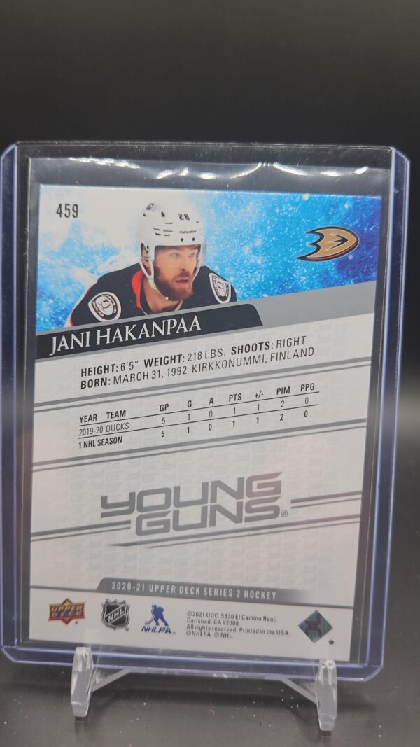 2020-21 Jani Hakanpaa Young Guns Upper Deck Series 2 Rookie Hockey Card #459 - Image 2