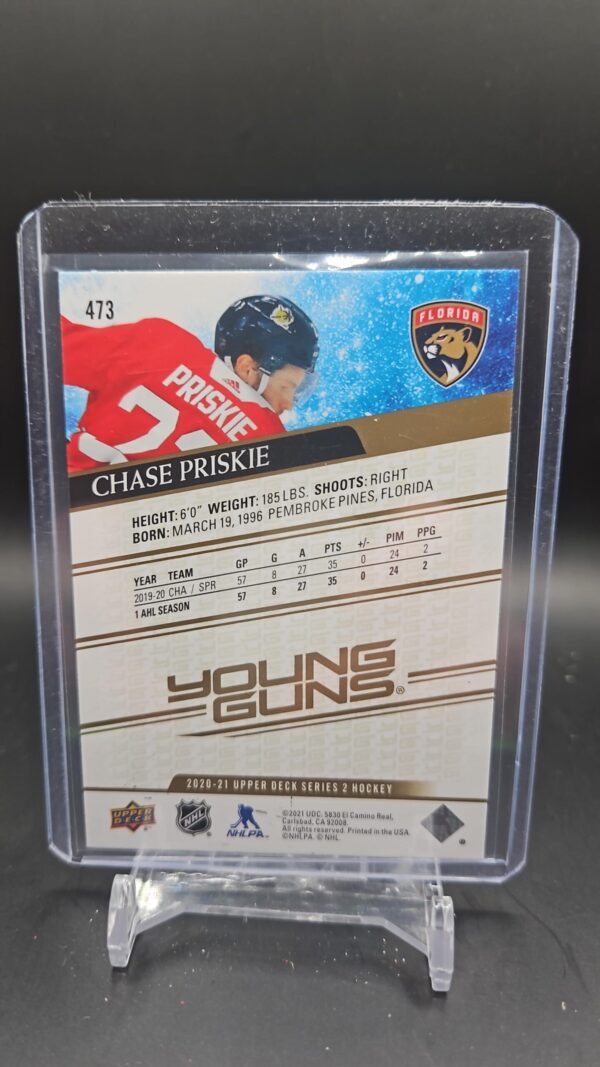 2020-21 Upper Deck Young Guns Speckled Rainbow Chase Priskie #473 Rookie RC - Image 2