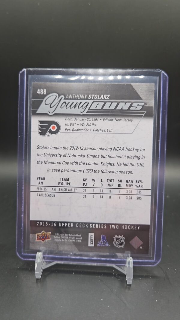 2015-16 Upper Deck Young Guns Anthony Stolarz #488 Rookie RC - Image 2