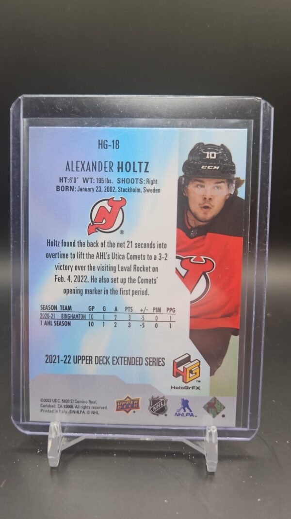 2021-22 Upper Deck HoloGrFx RC GOLD Alexander Holtz New Jersey Devils #HG-18 - Image 2