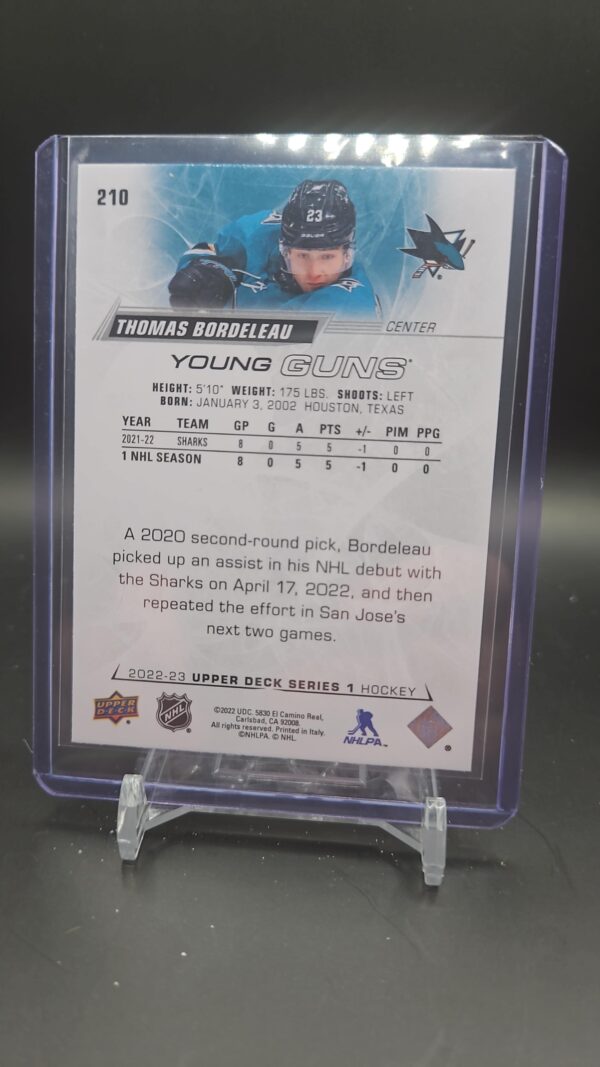 2022-23 Upper Deck Series 1 Young Guns Thomas Bordeleau #210 - Image 2