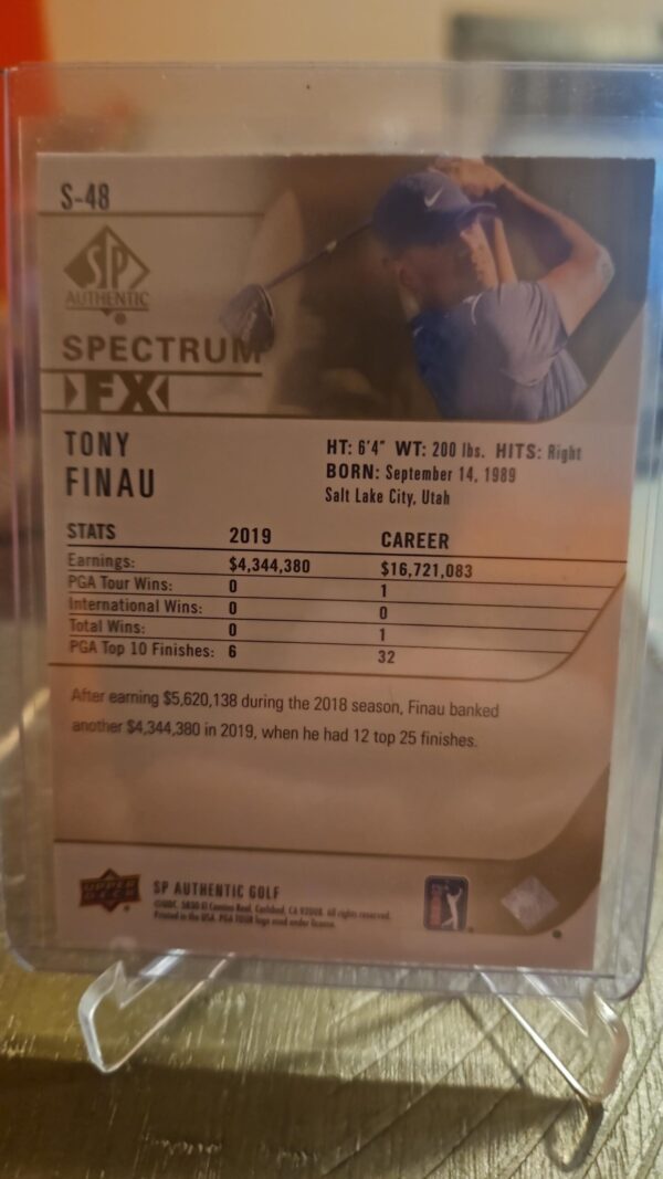 2021 SP Authentic Spectrum FX Rookies Tier 3 Blue Tony Finau #S-48 Rookie RC - Image 2